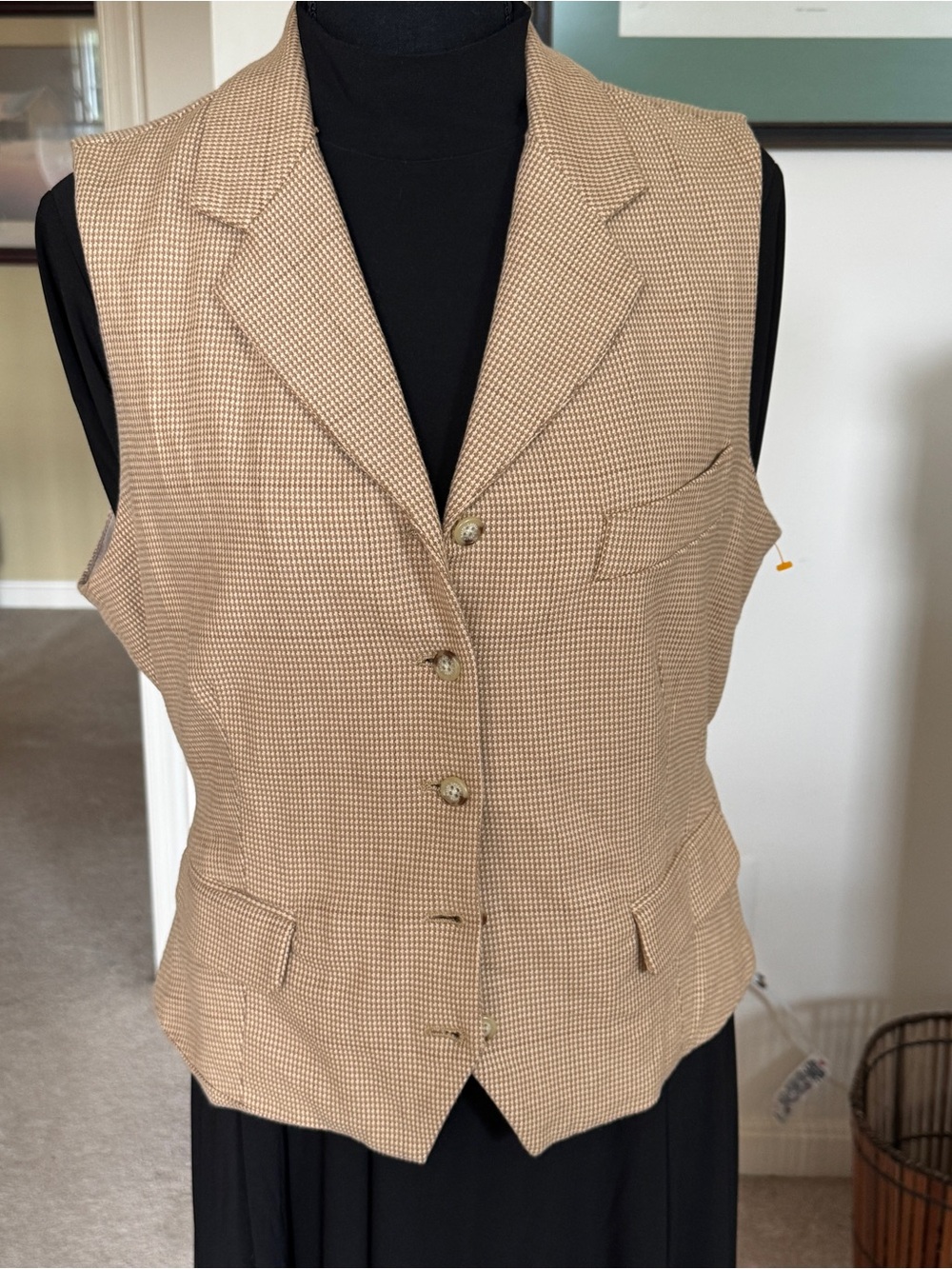 Lauren Ralph Lauren Beige Houndstooth Women's Vest Size 14